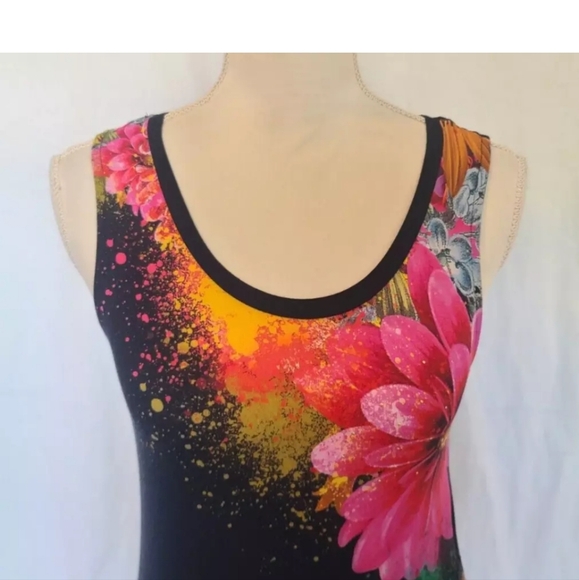 2 for $16 Desigual Black Floral Volantes Luka Sleeveless Tank Top XS - Picture 4 of 7